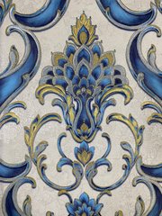 Вінілові шпалери на флізеліновій основі Decori&Decori Damasco Reale 73402 Синій Вензель
