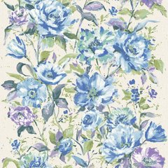 Вінілові шпалери на флізеліновій основі Grandeco Fiore FO3004 Синій Квіти