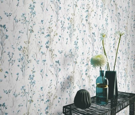 Виниловые обои на флизелиновой основе Erismann Forest Dreams 12268-18 Голубой Цветы (1 метр)