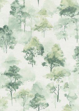 Виниловые обои на флизелиновой основе Erismann Forest Dreams 12264-07 Зеленый Деревья (1 метр)