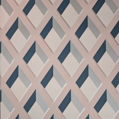 Виниловые обои на флизелиновой основе Grandeco Opportunity Wallcoverings Q0096 Розовый Геометрия