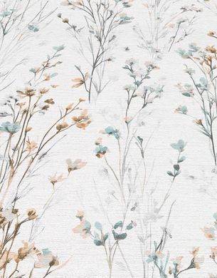 Виниловые обои на флизелиновой основе Erismann Forest Dreams 12268-35 Бирюзовый Цветы (1 метр)