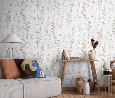 Виниловые обои на флизелиновой основе Erismann Forest Dreams 12268-35 Бирюзовый Цветы (1 метр)