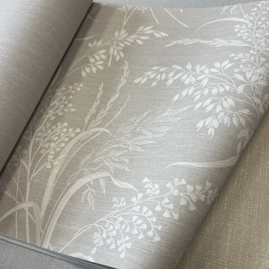 Виниловые обои на флизелиновой основе Grandeco Keen KE 3203 Бежевый Листья (1 метр)