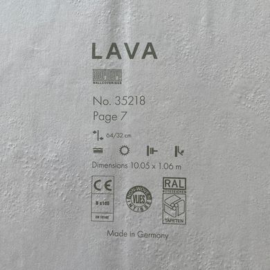 Вінілові шпалери на флізеліновій основі Marburg Lava 35218 Сірий Штукатурка (1 метр), Сірий