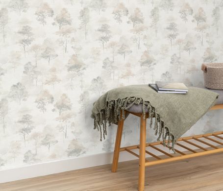 Виниловые обои на флизелиновой основе Erismann Forest Dreams 12264-37 Бежевый Деревья (1 метр)