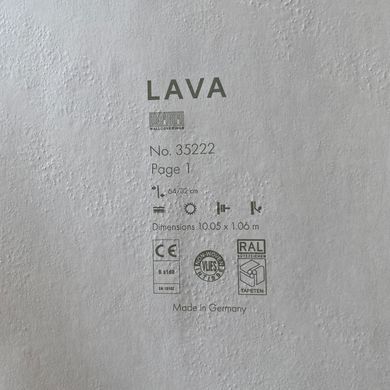 Вінілові шпалери на флізеліновій основі Marburg Lava 35222 Сірий Штукатурка (1 метр), Сірий