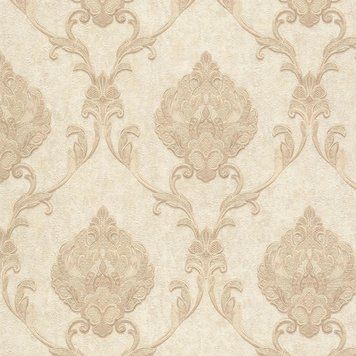 Виниловые обои на флизелиновой основе Grandeco Anastasia A53903 Песочный Дамаск, Песочный, Бельгия