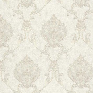 Виниловые обои на флизелиновой основе Grandeco Anastasia A53904 Серый Дамаск, Серый, Бельгия